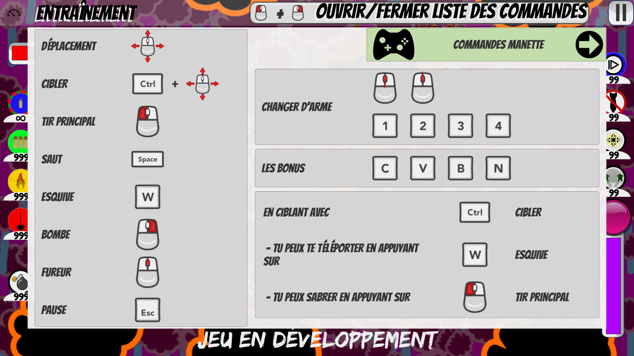 contrôles clavier et souris